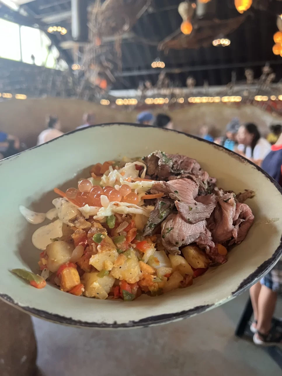Bowl do Satu'li Canteen com vista do interior do restaurante em Pandora, Animal Kingdom, Walt Disney World